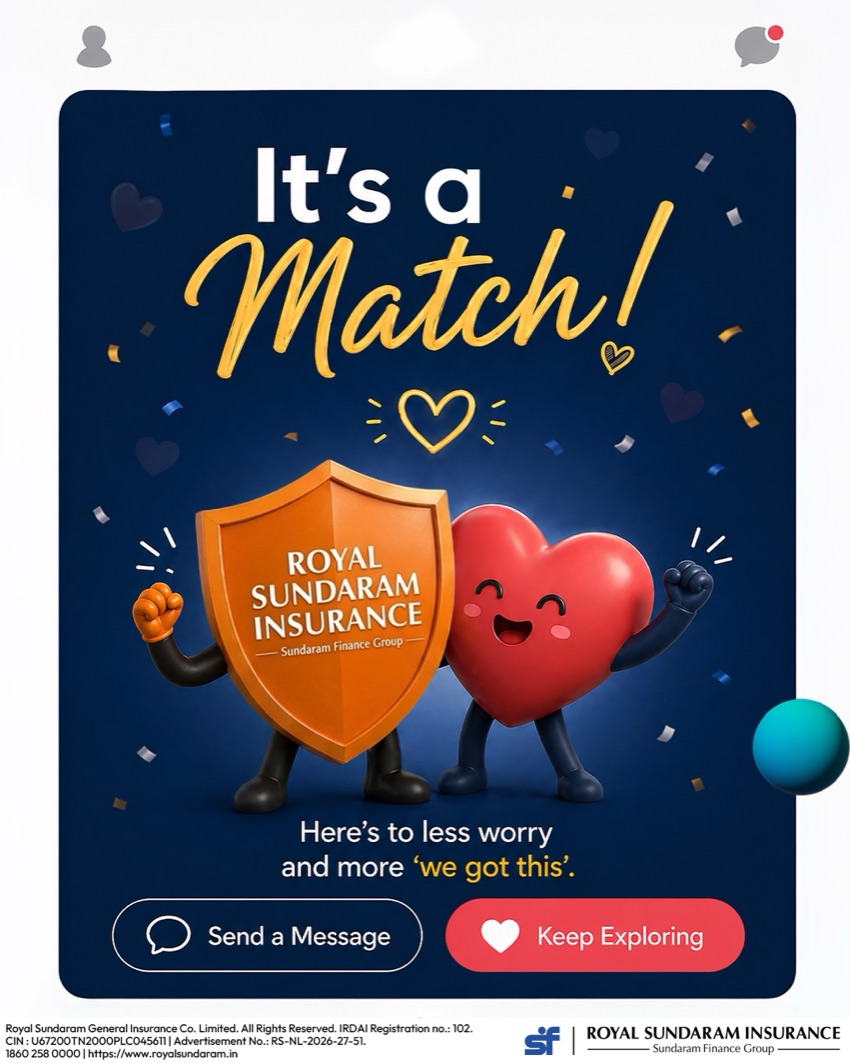 Dating-app card: “It’s a Match!” — the shield and a heart character, over “Here’s to less worry and more ‘we got this.’”